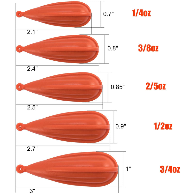 Dr.Fish 5 Pack Fishing Casting Practice Plugs, 1/4oz-3/4oz Mixed Size, Baitcasting Rubber Practice Plug Red - BeesActive Australia