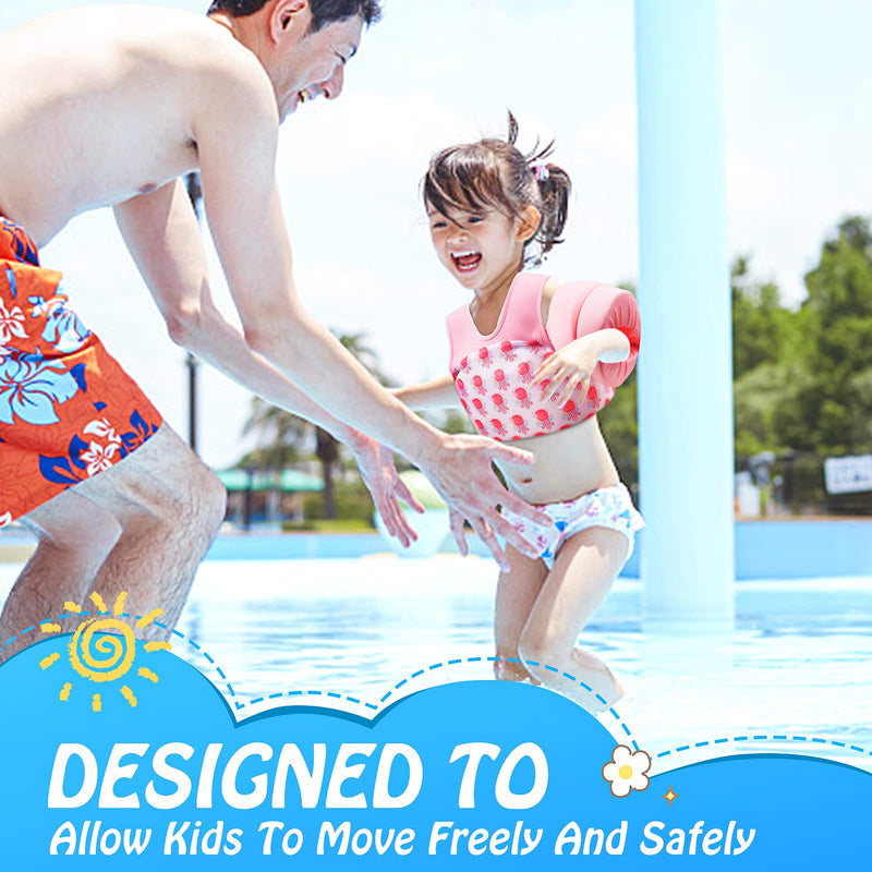 COVACURE Toddler Swim Vest - Puddle Jumper for Girls and Boys 22-66lbs, Toddler Floaties for Child Learn Swiming Training, Infant Safety Swim Aid Jacket for 2-8 Years Old Pink(Jellyfish) - BeesActive Australia