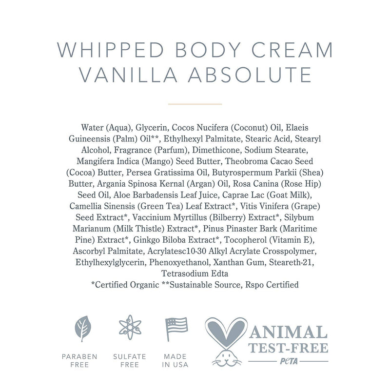 Beekman 1802 - Whipped Body Cream - Vanilla Absolute - Goat Milk Body Butter, Daily Hydration for Dry Skin - Naturally Exfoliating Body Cream - Good for Sensitive Skin - Goat Milk Bodycare - 8 oz - BeesActive Australia
