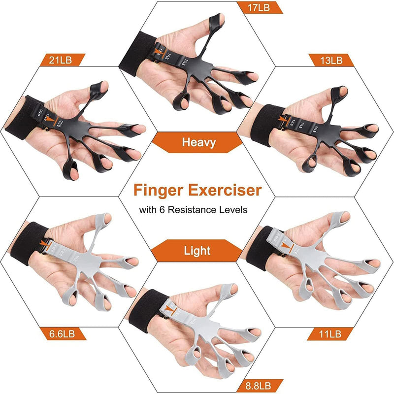 Exclusive Metal-Hook Grip Strength Trainer - 2PCS Upgraded Hand Grip Strengthener n Hand Exerciser Forearm Strengthener, Hand Gripper, Finger Strengthener w/ 6 Resistance Levels, Gripster - BeesActive Australia