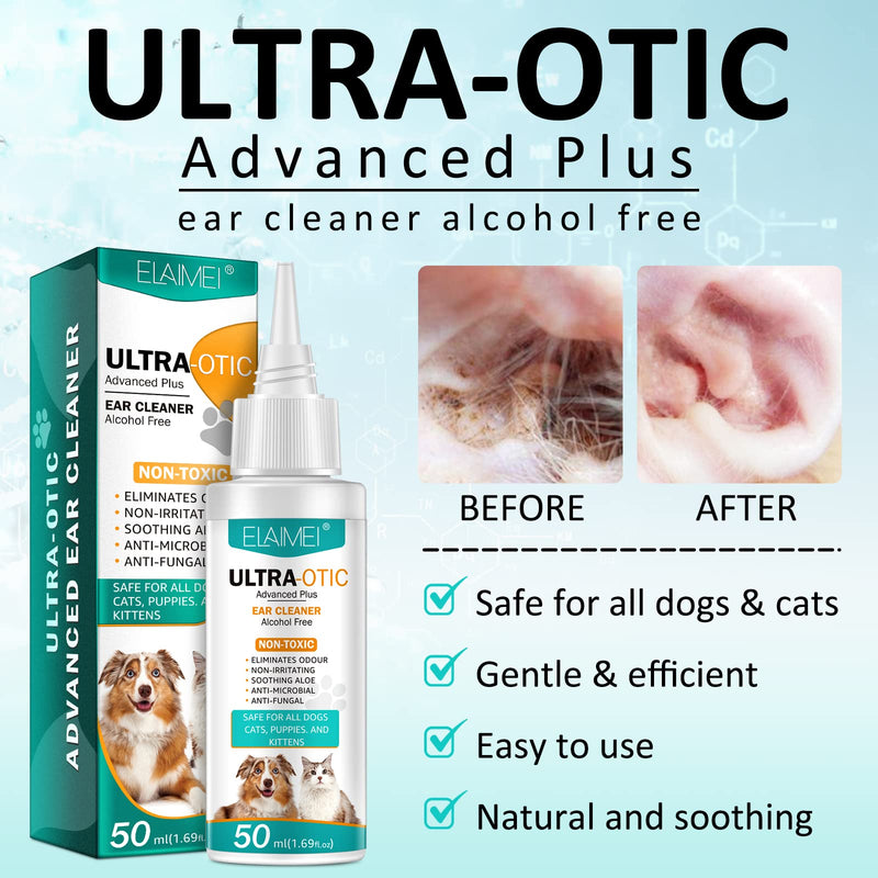 Bieyoc Dog Ear Cleaner(1.69 oz),Dog Ear Infection Treatment,Dog Ear Cleaner Solution,Ear Cleaner for Dogs and Cats,Pet Dog Cat Ear Wash Cleaner,to Dissolve Ear Wax & Remove Odor - BeesActive Australia
