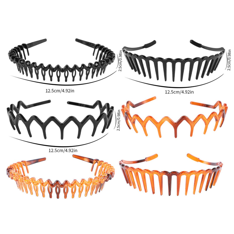 6 Pcs Tooth Hairbands for Women Girls, Plastic Hair Bands Tooth Hair Comb Headband Wavy Hair Hoop for Hair Styling - BeesActive Australia