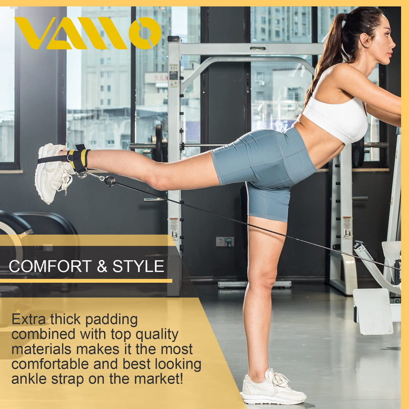 VAIIO Ankle Straps for Cable Machines,Adjustable Comfort fit Neoprene, Reinforce Double D-Ring - Premium Ankle Cuffs to Improve Abdominal Muscles, Lift The Butts, Tone The Legs for Men & Women Black - BeesActive Australia