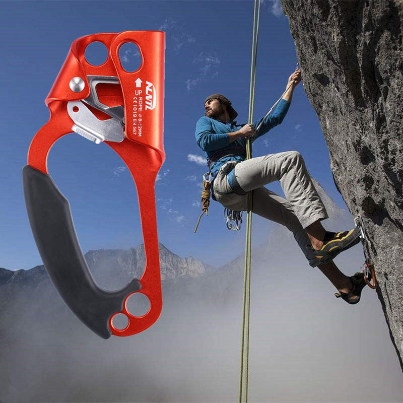 WILDKEN Climbing Hand Ascender Outdoor Mountaineering Tree Arborist Climbing Rappelling Equip Hand Ascender for 8-12MM Rope Left Right Hand Ascender Orange - Left - BeesActive Australia