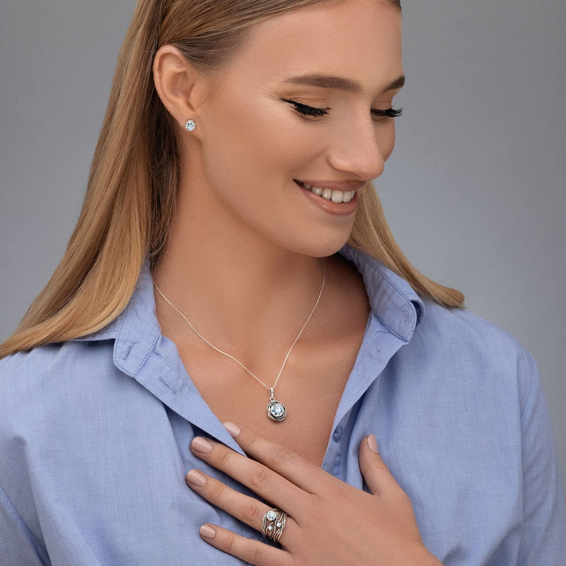 JEAN RACHEL JEWELRY 925 Sterling Silver Ring With a White Round Clear Cubic Zirconia CZ Prong, Hypoallergenic, Nickel and Lead-free, Artisan Handcrafted Designer Collection, Made in Israel 9 - BeesActive Australia