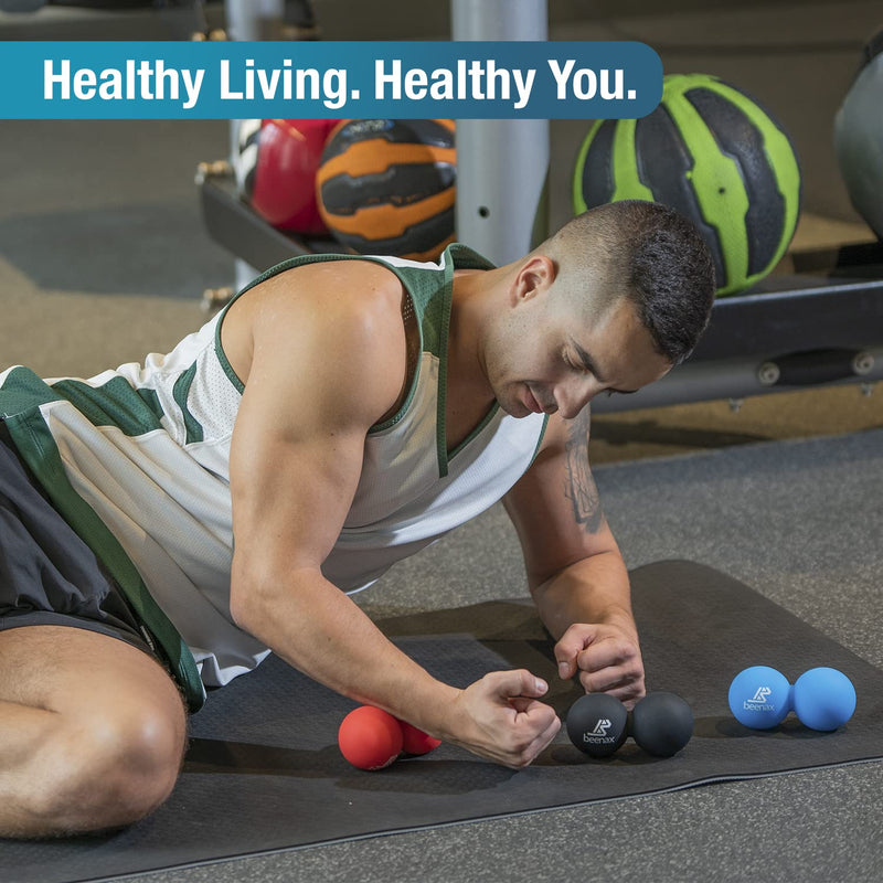Beenax Peanut Massage Ball - Double Lacrosse Ball - Perfect for Trigger Point Therapy, Myofascial Release, Deep Tissue Massage, Yoga - Designed to Relieve Stress and Relax Tight Muscles Black - BeesActive Australia