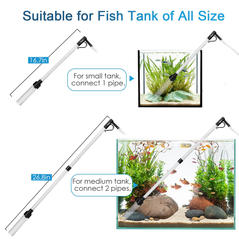 hygger Gravel Vacuum for Aquarium, Aquarium Siphon Vacuum Cleaner for Fish Tank Gravel and Sand Cleaning, Remove Dirt, Water Change, Aquarium Gravel Cleaner with Adjustable Water Flow Small - BeesActive Australia