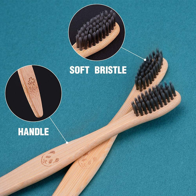 12 Pcs Eco-Friendly Charcoal Toothbrushes Natural Bamboo | Biodegradable Soft Bristle Toothbrush(12 Pack) 12 Count (Pack of 1) - BeesActive Australia
