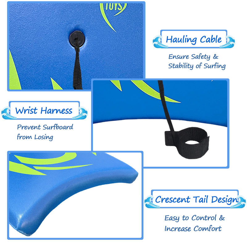 Bo-Toys Body Board Lightweight with EPS Core BLUE 33-INCH - BeesActive Australia