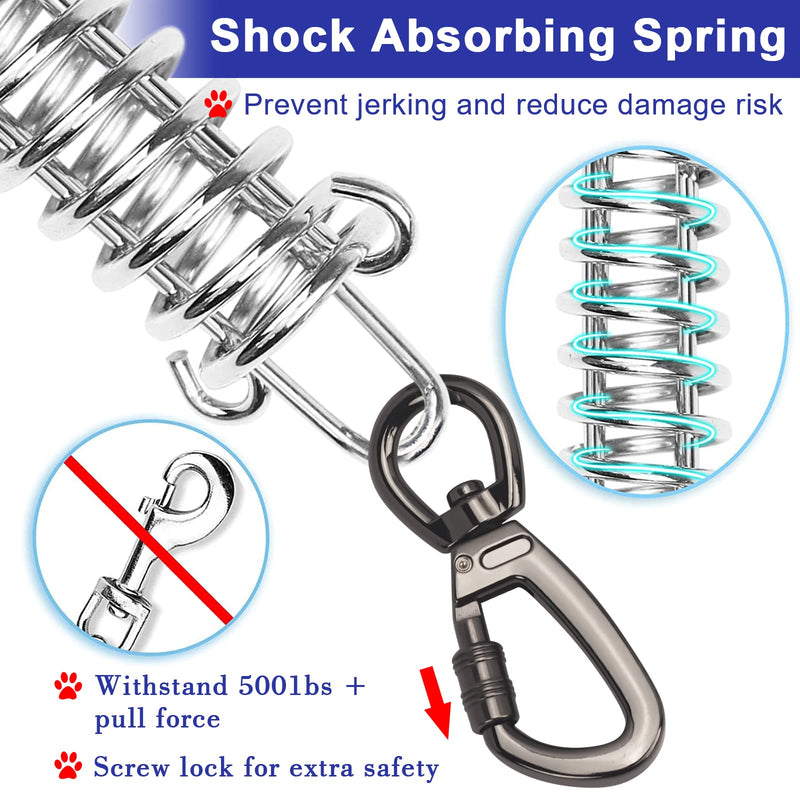 Tie Out Cable with Spring for Dogs,10/20/30/ 50FT Long Dog Leash ,Dog Runner for Yard Heavy Duty, Dog Chains for Outside, Sturdy Long Line Lead for Dogs Training Outdoor in Camping or Yard 10ft Blue - BeesActive Australia