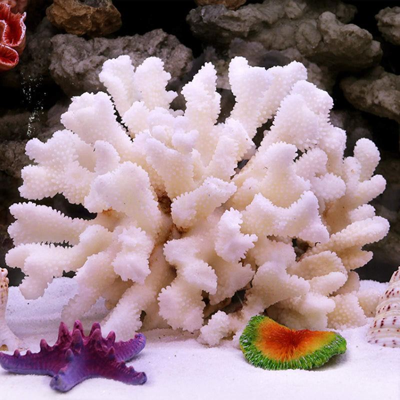 Pack of 2 Artificial Coral Ornament, Aquarium Resin Coral Decor Underwater Sea Plants Fish Tank Decoration Aquarium Plants White - BeesActive Australia