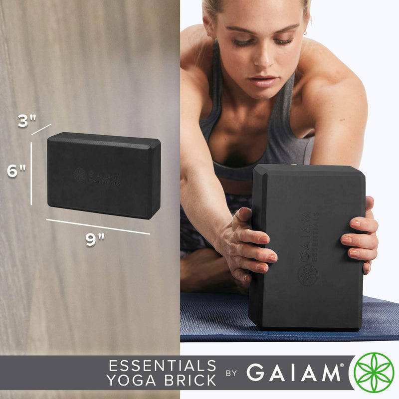Gaiam Essentials Yoga Brick | Sold as Single Block | EVA Foam Block Accessories for Yoga Black - BeesActive Australia