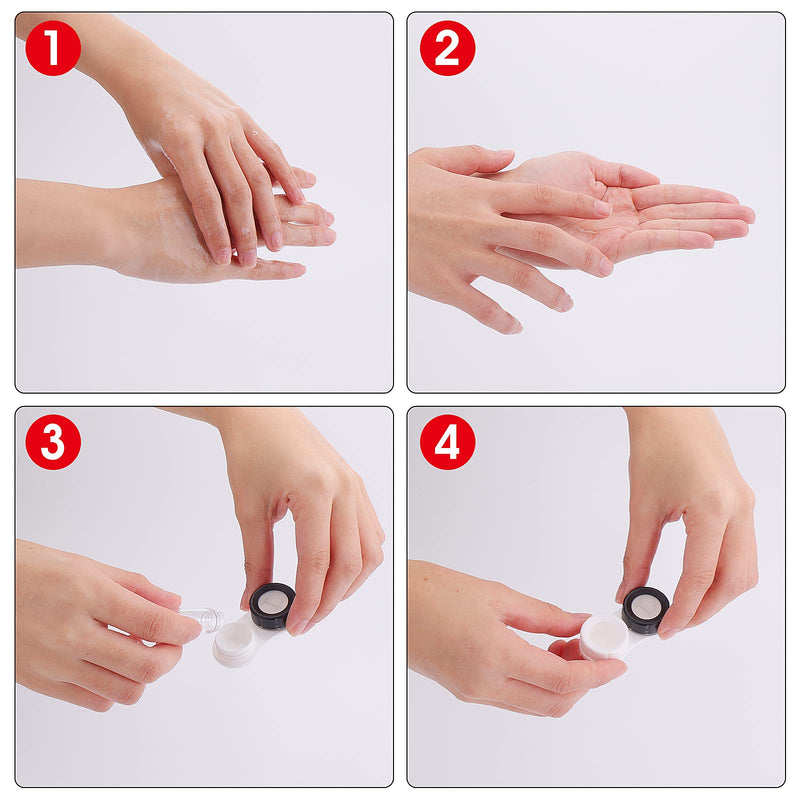 Sibba Contact Lens Cases with Mirror, Contact Lens Holder Mini Box Container, Portable Contact Lens Soaking Case with L and R Caps for Travel Black - BeesActive Australia