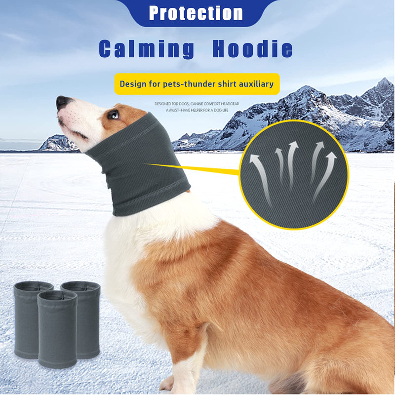 Nanaki Dog Calming Hoodie Head Cover Sleevs - Quiet Ear Covers Hood for Noise, The Grooming and Force Drying Head Protection for Anxiety Relief and Calming Dog Neck and Ear Warmer Medium Grey - BeesActive Australia