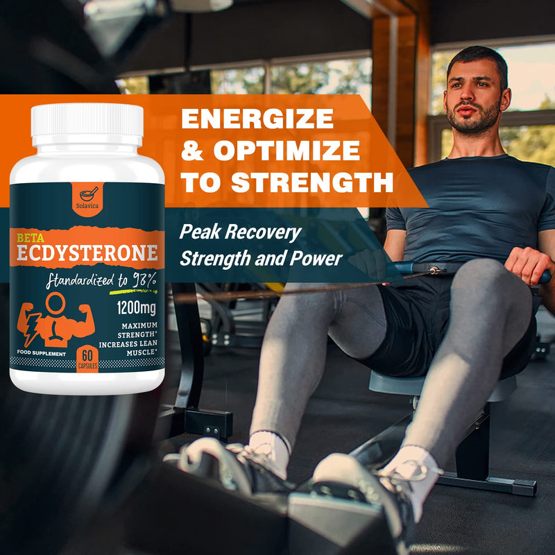 Solavica Beta Ecdysterone Supplement 1200mg (180 Capsules)-3 Month Supply-98% Maximum Purity Ecdysterone for Lean Muscle Building & Strength Gains, Promotes Endurance & Muscle Growth 180 Count(Pack of 3) - BeesActive Australia