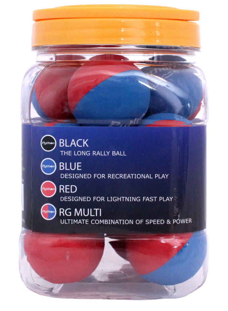 [AUSTRALIA] - Python RG Multi Colored Racquetballs (Value Pack - 12 Ball Jug/Endorsed by Racquetball Legend Ruben Gonzalez!) Red/Blue 
