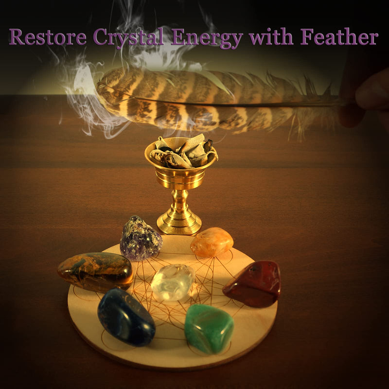 Soulnioi Witchcraft Supplies Set, Crystals Healing Set with 7 Chakra Stones,Sage, Scepter, Star Coin, Sword, Grail, for Meditation Spiritual, Witchcraft Starter Kit for Beginners (Gold Metal Ornament) H - BeesActive Australia