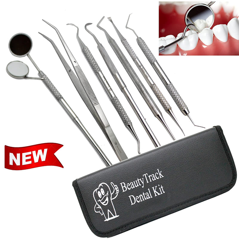 Dental Plaque Remover for Teeth Dental Tools 8 Pcs Hygiene Teeth Cleaning Kit with Storage Case, Dentist Tools for Personal & Pet Oral Care with Extra #4 Mirror - BeesActive Australia