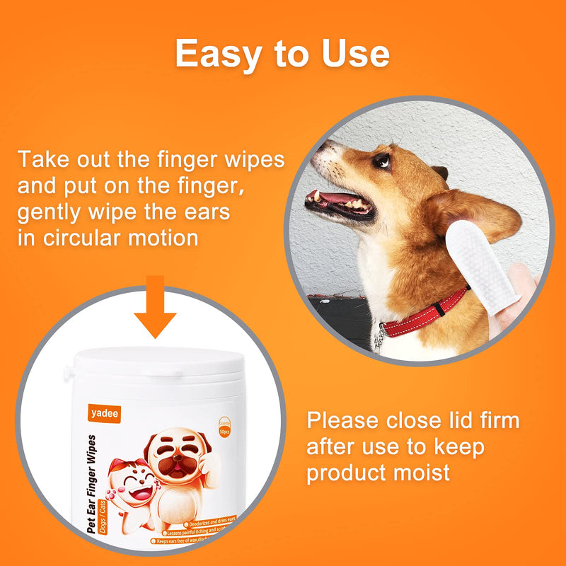 Dog Ear Wipes, Dog Ear Cleaner Finger Wipes for Dogs and Cats, 100 Counts Pet Ear Wipes, Soft & Easy Otic Cleaning Pads, Remove Wax, Dirt & Stop Smelly, Itchy, Non-Irritating - BeesActive Australia