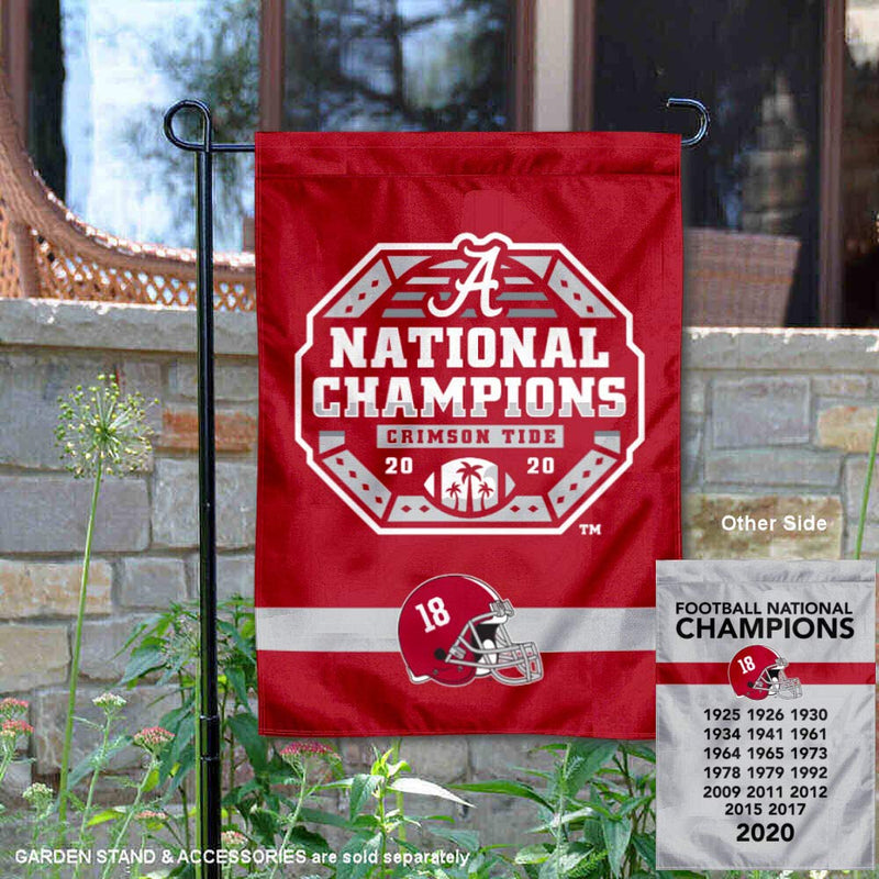 College Flags & Banners Co. Alabama Crimson Tide 18 Time and 2020 National Champions Double Sided Garden Banner Flag - BeesActive Australia