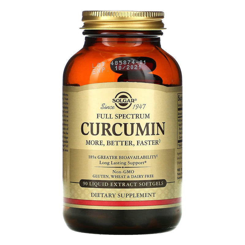 Solgar Full Spectrum Curcumin Softgels - Pack of 90 - Potent Antioxidant - Faster Absorption - Free from Sugar, Salt, Starch, Gold - BeesActive Australia