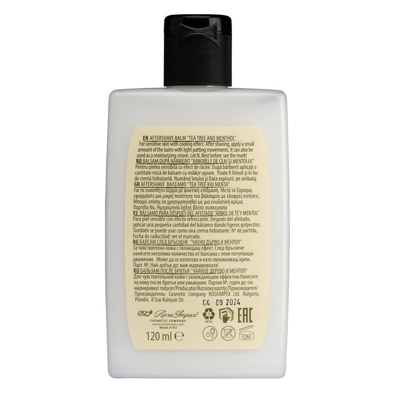 Soothing Aftershave Balm for Sensitive Skin"Tea tree and Menthol" Cosmetics for Men, Parabens FREE, 120 ml of Men's Master - BeesActive Australia
