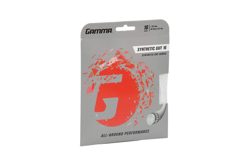 Gamma Synthetic Gut Series Tennis Racket String - Balance Of Playability And Extra Durability For All Playing Levels & Styles - 16, 17 or 18 Gauge (Black, Gold, Optic Yellow, Red, Royal Blue, White) 16 Gauge - BeesActive Australia