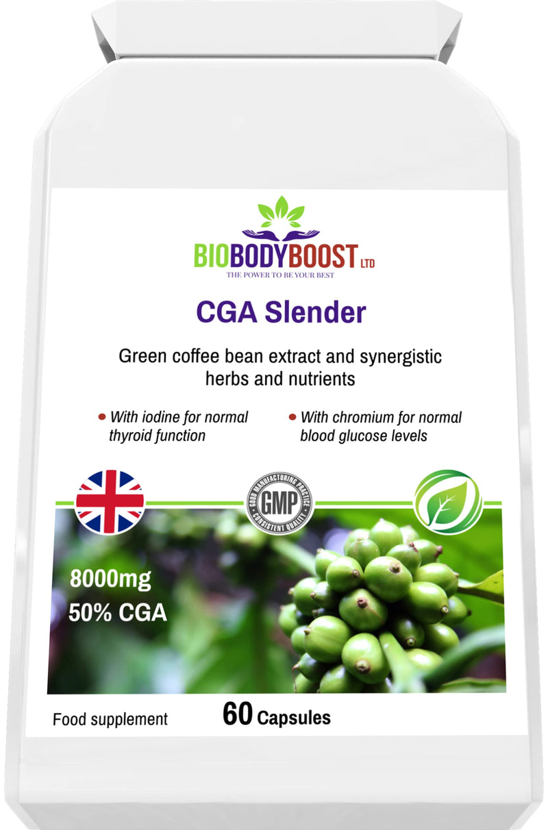 CGA Slender| Green Coffee Bean Extract Complex Formula | Synergistic Herb and Nutrients | Iodine for Normal Thyroid Function | Chromium for Normal Blood Sugar Levels | 60 Vegan Capsules - BeesActive Australia