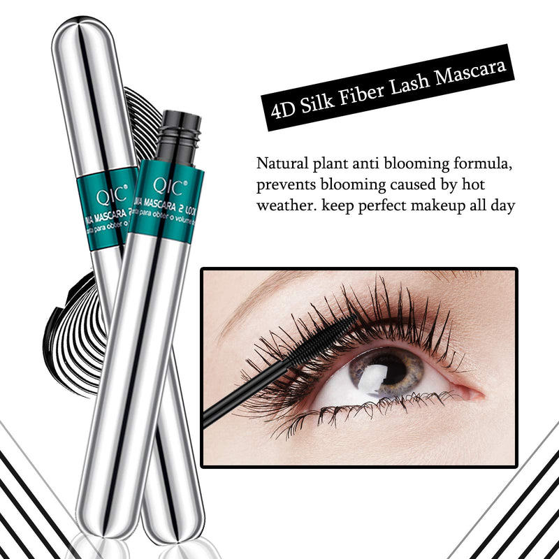 4D Silk Fiber Lash Mascara,2 in 1 Thrive Mascara Lengthening & Thicking Lash,Long Lasting Waterproof Mascara,Smudge-Proof, No Clumping,Voluminous Eyelashes,No Smudging Lasting All Day - BeesActive Australia