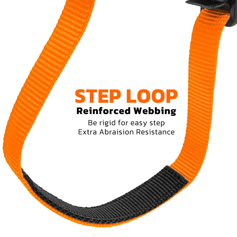 GM CLIMBING Foot Loop Ascender Sling Adjustable for Rope Ascending Climbing Arborist Caving Aid Climbing Gear SRT Rope Walking Frog Ascending Foot Loop - Orange & Carabiner - BeesActive Australia