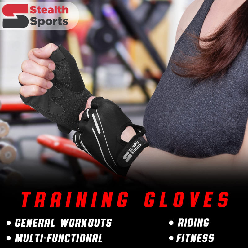 Stealth Sports Workout Gloves – Professional Weight Lifting Gloves for Men and Women – Foam Padding with Anti-Slip Gripper Gym Gloves – Breathable Lifting Gloves for Cycling, Gym, Fitness Training Black Medium - BeesActive Australia