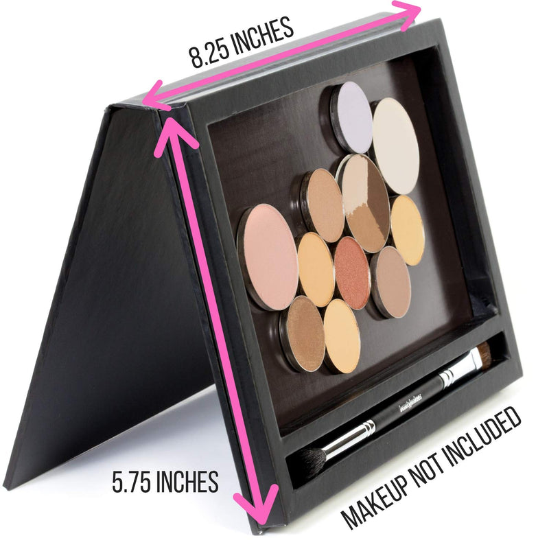 Magnetic Eyeshadow Makeup Palette Empty - Beauty Junkees Large Make Up Pallete Organizer with Mirror, Custom Palette for Depotting Eye Shadow, Blush, Contour, Bronzer, Highlighter Pans, Metal Stickers Large PALETTE - 1PC BLACK - BeesActive Australia