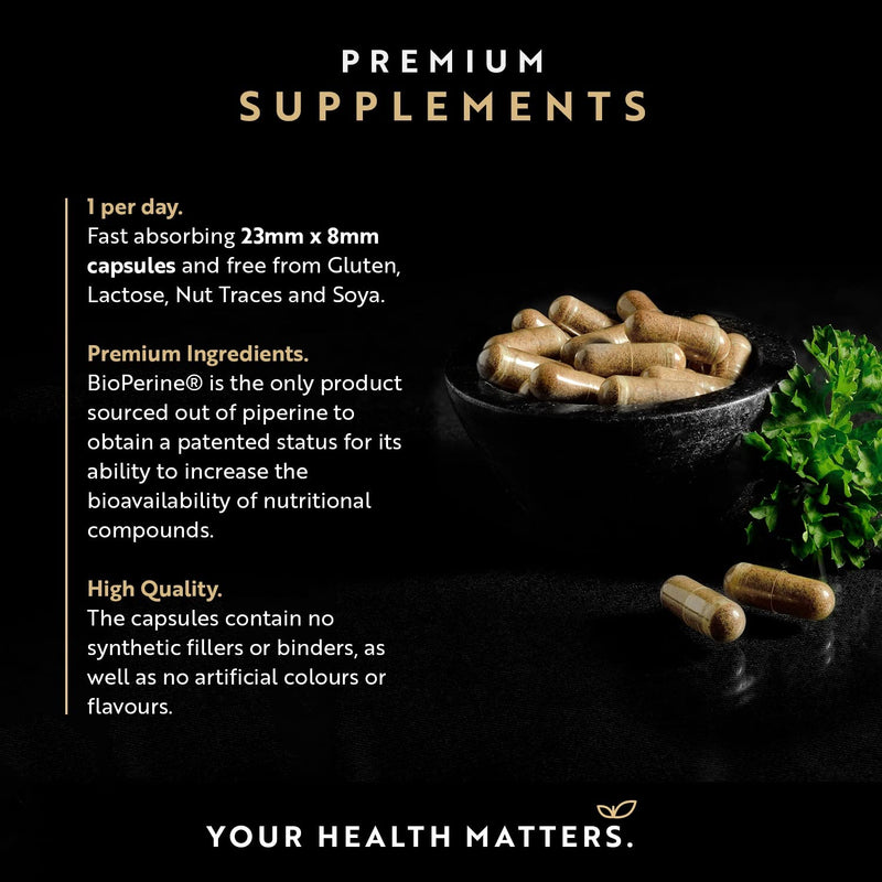 Premium Curcumin 95% Curcuminoids with Bioperine� - 120 High Strength Vegan Capsules - Turmeric Curcumin and Bioperine� (Black Pepper Extract) to Enhance Absorption - Made by Nutravita - BeesActive Australia