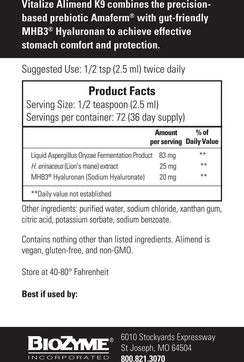 Vitalize Alimend K9 - Dog Upset Stomach Relief for Nausea, Vomiting & Diarrhea - 6 Oz - BeesActive Australia