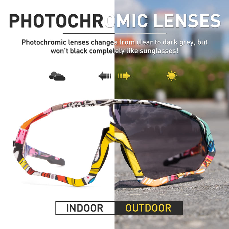 KAPVOE Cycling Glasses Men Photochromic Sunglasses Women MTB Mountain Bike Bicycle A01 - BeesActive Australia