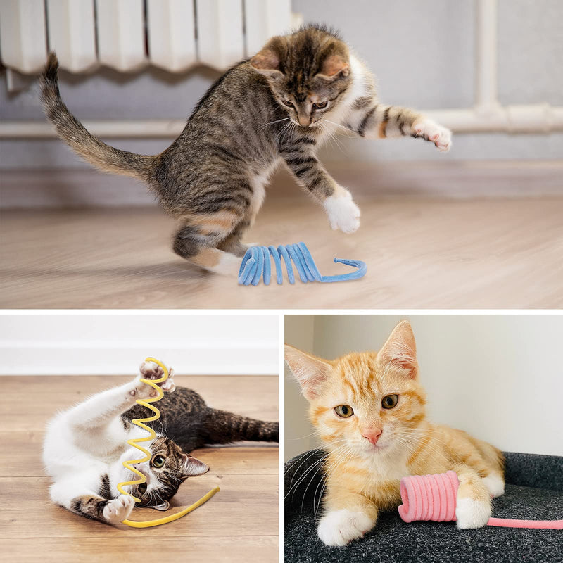 Cat Toy Balls, Woolen Yarn Cat Ball with Bell Inside and Cat Spring Toys, Cat Toys for Indoor Cats, Interactive Cat Chew Toys for Kittens Multicolor-6pack - BeesActive Australia