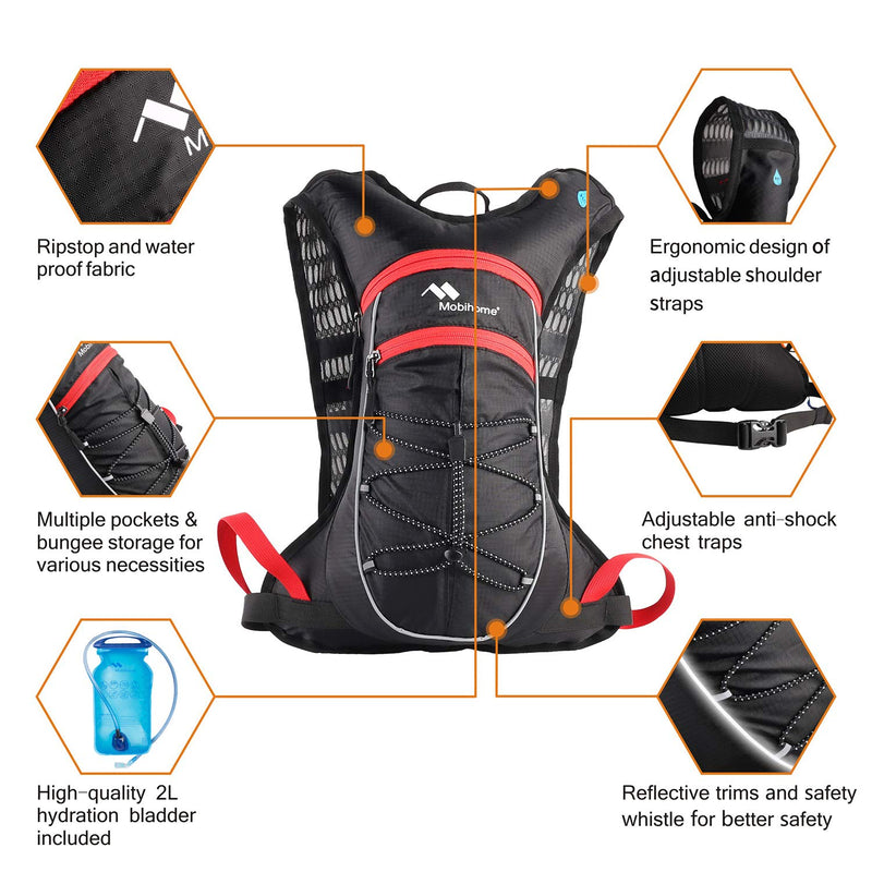 [AUSTRALIA] - Mobihome Insulated Hydration Backpack for Running, Hiking & Cycling with 2L Water Backpacks BPA Free Bite Valve, Lightweight Sport Daypack Keeps Liquid Cool up to 4 Hours Black 