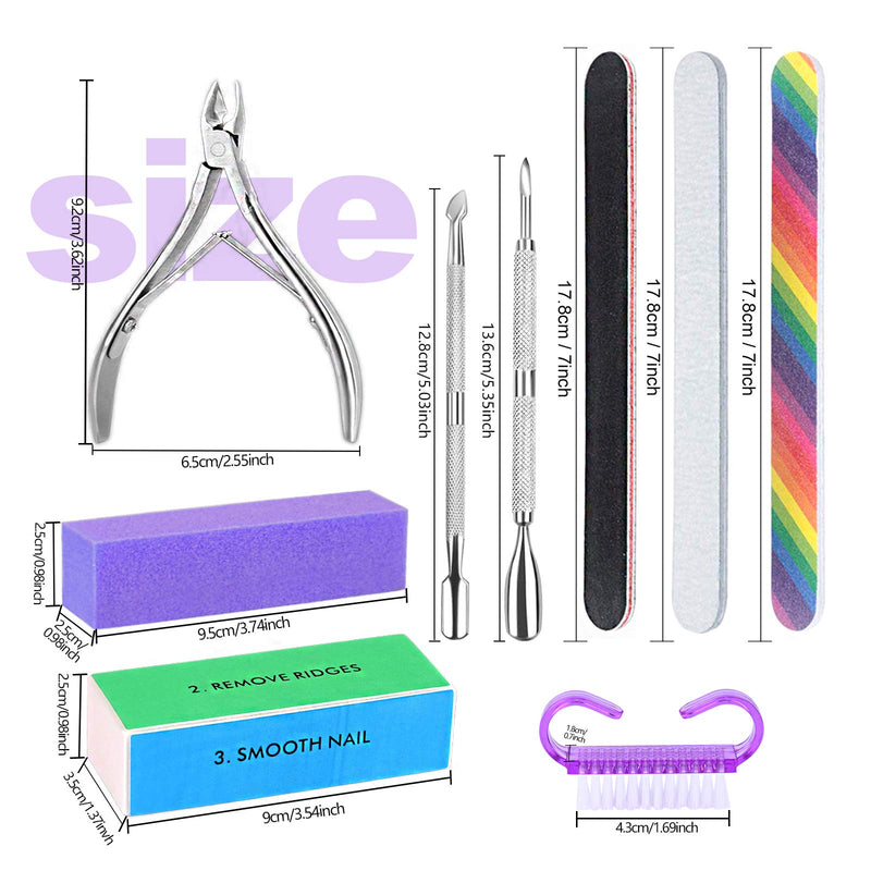 Manicure Nail File Kit-3Pcs Double Sided Nail File, Rectangular Nail Buffer, 4 Step Buffing Block, 3Pcs Cuticle Clipper & Pusher, and Nail Brush, Complete Nail Kit with Buffer for Salon Nail Art - BeesActive Australia