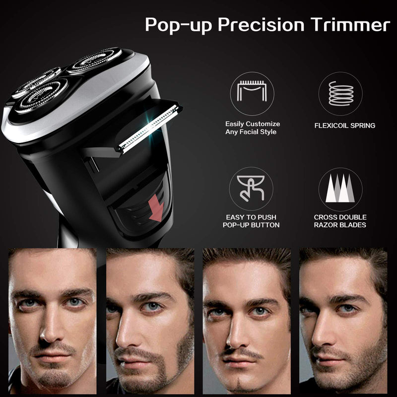 Electric Shaver for Men by MAX-T Series 3D ProSkin Rechargeable Wet Dry Electric Razor, Washable, Skin Protection, Cordless, Black - BeesActive Australia
