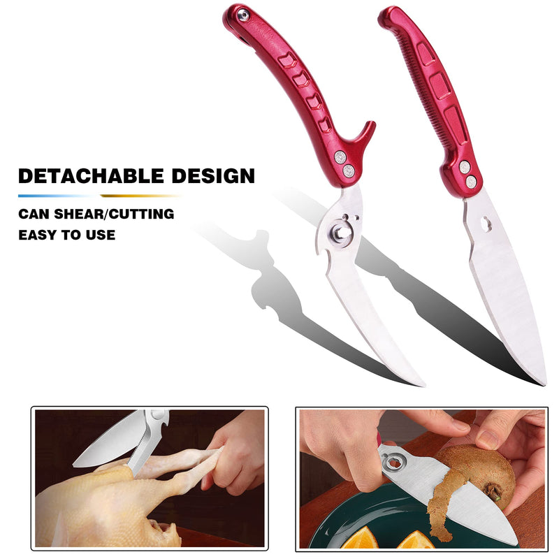 SLEMOON Kitchen Shears Heavy Duty Poultry Shears Meat Cutting Dishwasher Safe and Stainless Food Kitchen Scissors for Chicken Turkey Thanksgiving,Burgundy Burgundy - BeesActive Australia