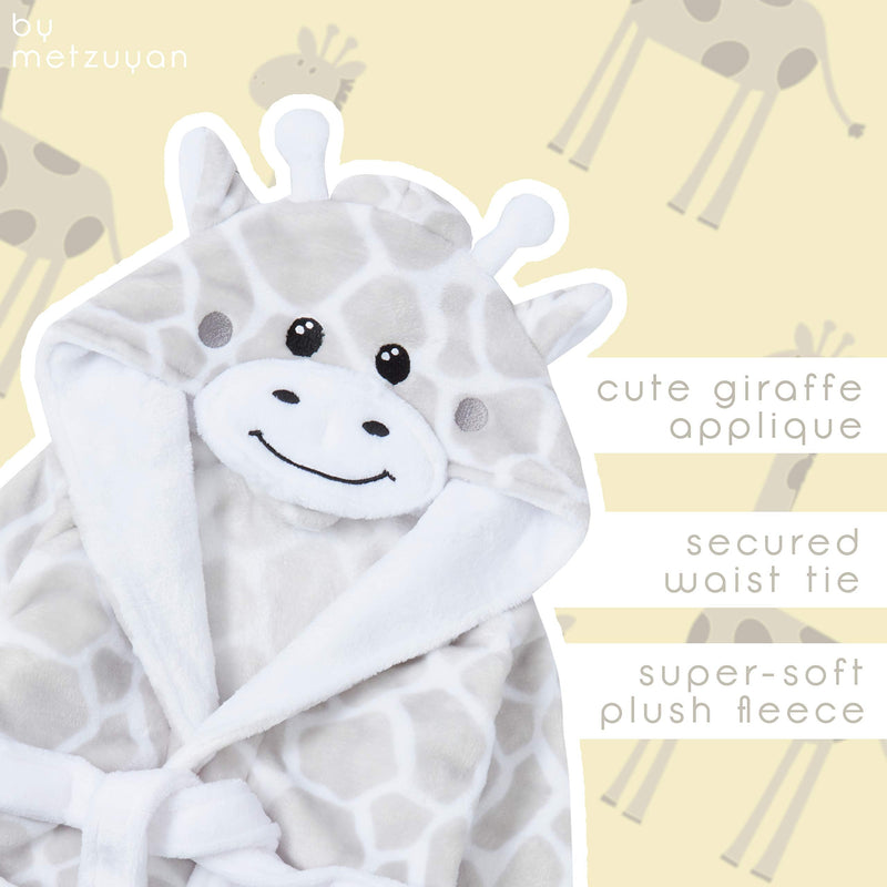 Metzuyan Baby Girls & Boys Plush Animal Themed Giraffe Dressing Gown Robes 18-24 Months Grey Giraffe - BeesActive Australia