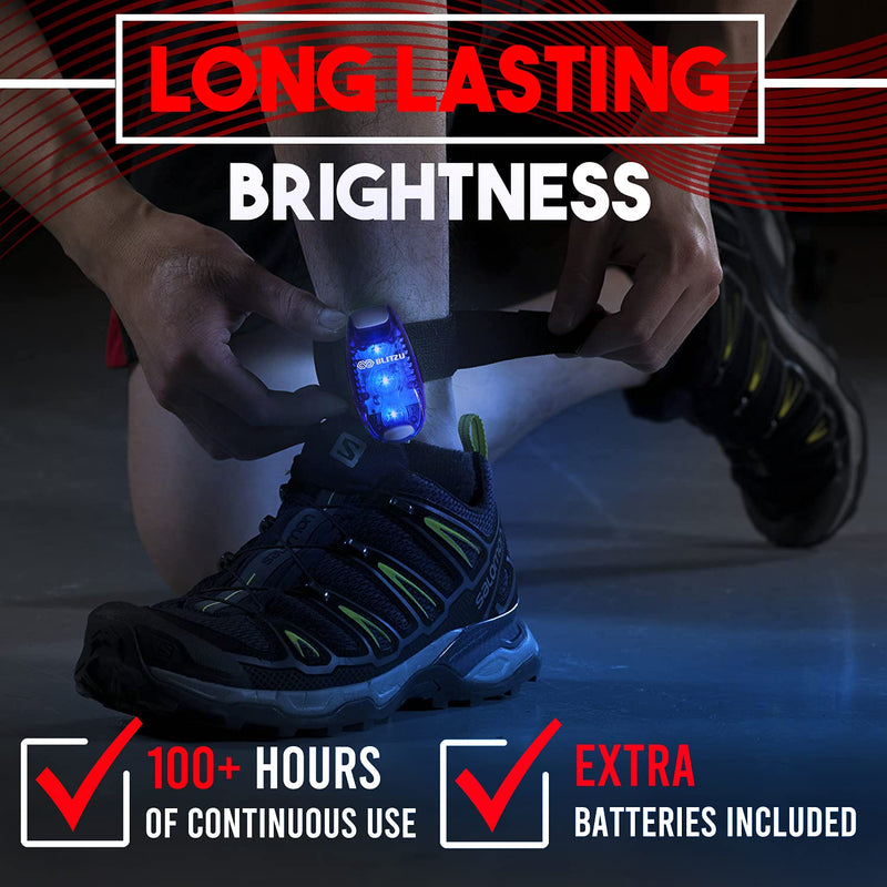BLITZU 4 Pack LED Safety Lights Gear for Kids, Women & Men. Great for Bike Tail Light, Kayak, Dog Collar, Stroller, Walking, Boat, Runners, Night Running Blinking Warning Reflective Light Accessories Blue - BeesActive Australia