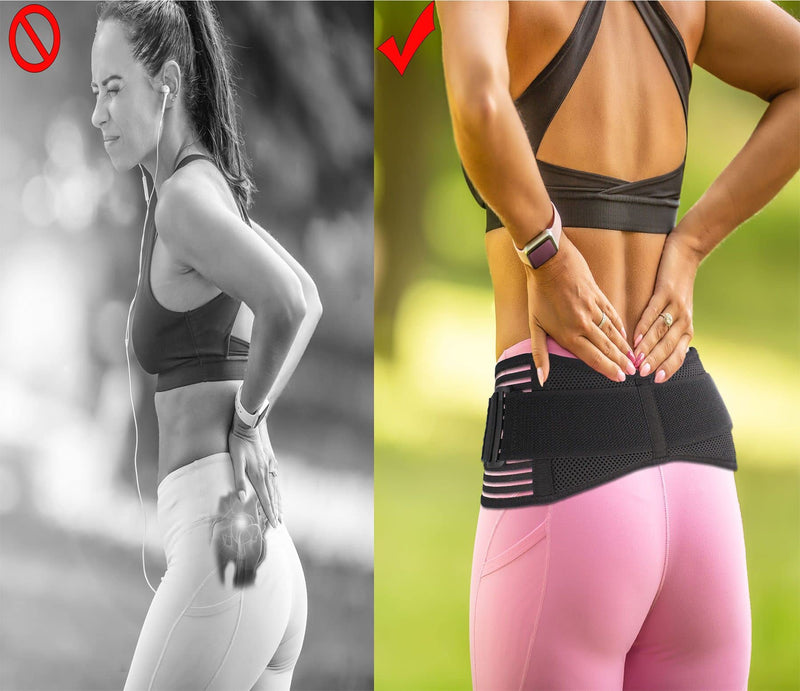 Wellgood Sacroiliac Hip Belt for Women and Men- SI Joint Hip Belt for Relief Sciatic, Pelvic, Lower Back Pain- Inner Anti-Slip Strip Stabilizes SI Joint - Trochanter Belt Black Regular【32''-40''】 - BeesActive Australia