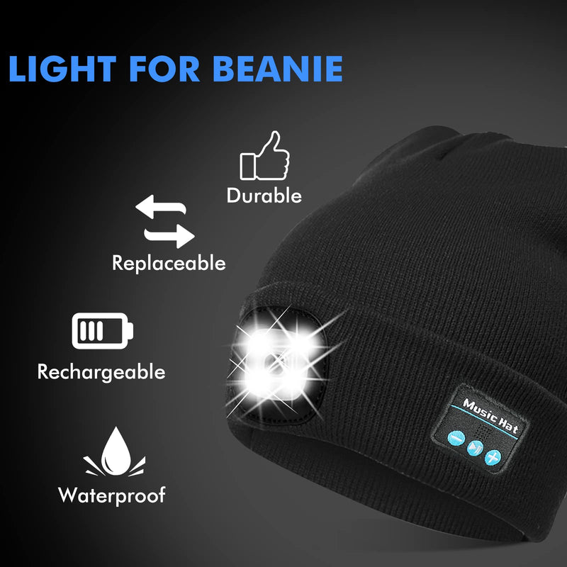 TAGVO USB Rechargeable Light for LED Knit Beanie Hat, Lighting and Flashing Alarm Modes Hands Free Flashlight, Easy Install Quick Release Replaceable Headlamp - BeesActive Australia