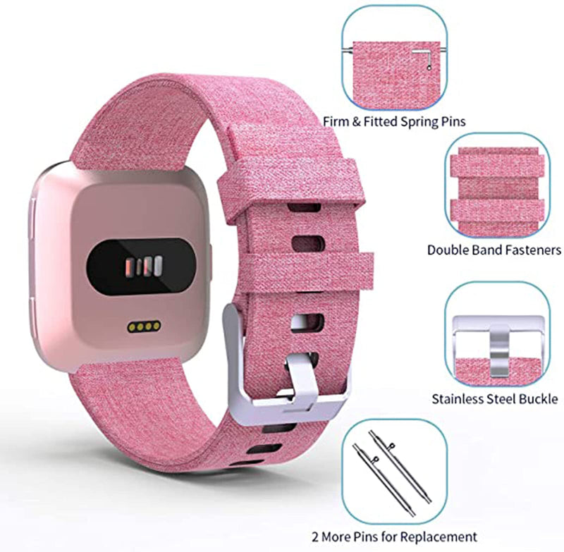 Compatible for iTouch Air 3 Band, Lamshaw Breathable Nylon Woven Fabric Replacement Accessory Strap Compatible for iTouch Air 3 40mm / 44mm / i-Touch Sport 3 Smartwatch (Pink, 40mm case) Pink - BeesActive Australia