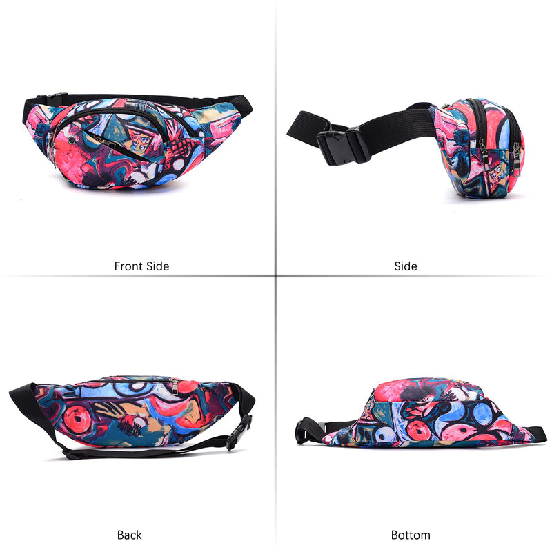 Fanny Pack for Men Women - Long Keeper Multifunction Waist Bag Water Resistant Chest Bag Adjustable Belt Walking Running (Colorful) Colorful - BeesActive Australia