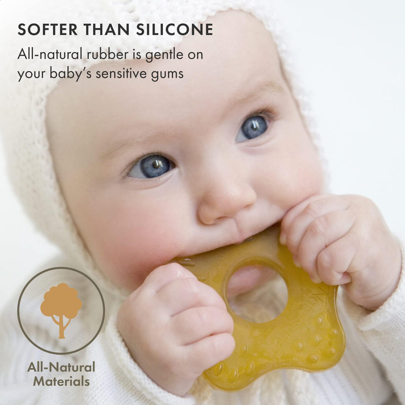 Natursutten Starfish Teether - Baby Teething Toys - Eco-Friendly Natural Rubber, PVC & 100% BPA-Free - Danish Design Baby Toys - Made in Italy Yellow - BeesActive Australia