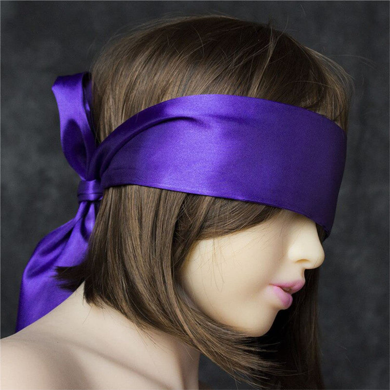 2 pcs Silk Satin Blindfold Eye Cover Silk Sleeping mask Valentine Gift 155cm / 62” (Black) Black - BeesActive Australia