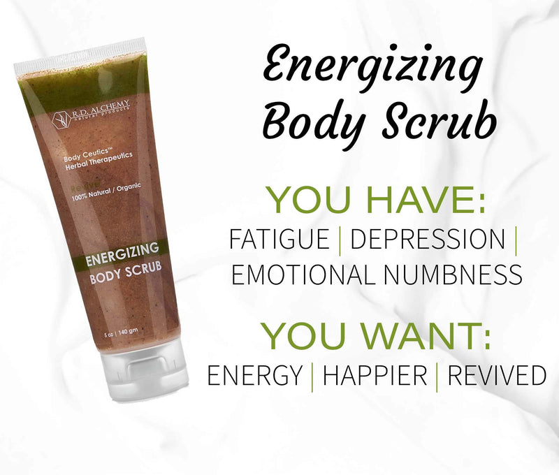 100% Natural & Organic Energizing Body Scrub for Fatigue, Depression, or Emotional Numbness. Extracts of St. John's Wort, Rosemary, Ginkgo & more Energize, Revive & Uplift You for an Enhanced Mood. - BeesActive Australia