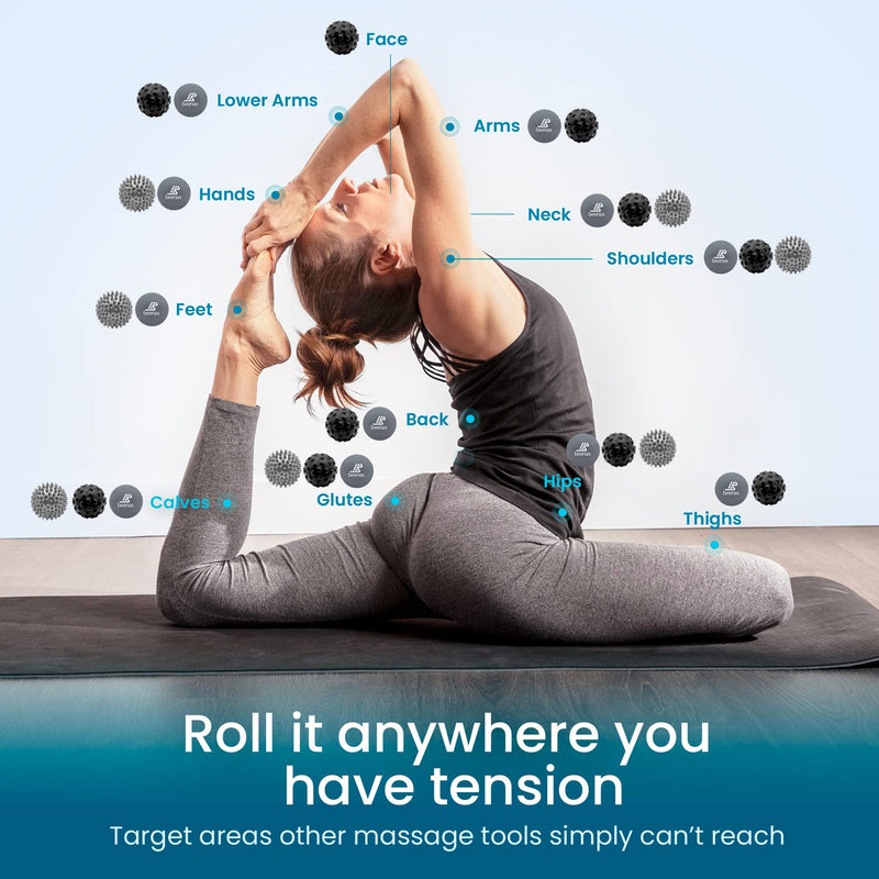 Beenax Massage Ball (Set of 3) - Perfect for Deep Tissue, Muscle Recovery, Trigger Point, Myofascial Release, Plantar Fasciitis and Muscle Relief - Designed to Relieve Stress and Relax Tight Muscles Grey - BeesActive Australia